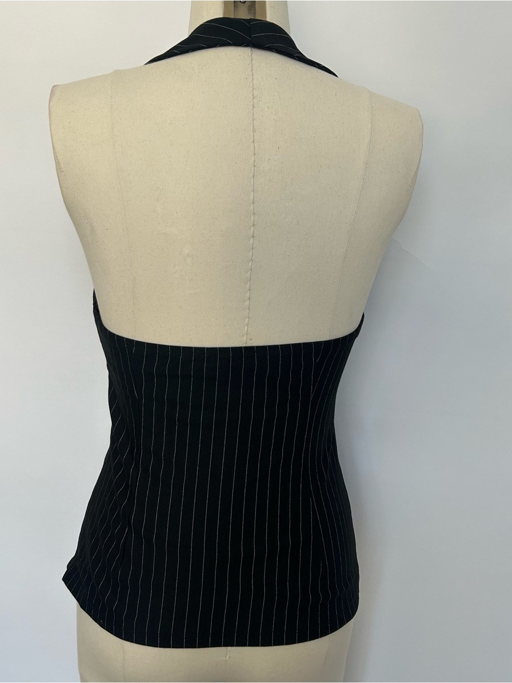 Princess Polly Black Pinstripe Deep V Halter Camisole - Picture 3 of 6